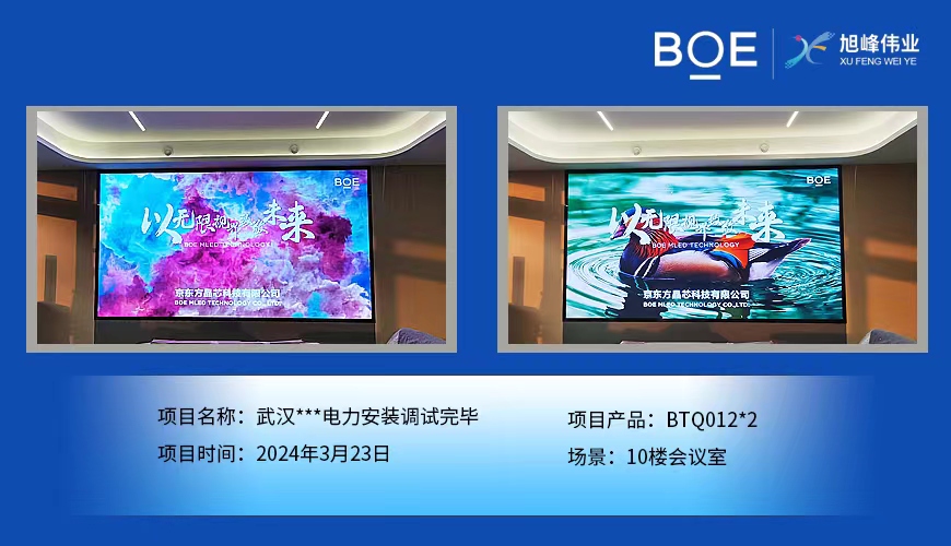 泰安武漢**電力10樓會(huì)議室2塊BTQ012安裝調(diào)試完畢